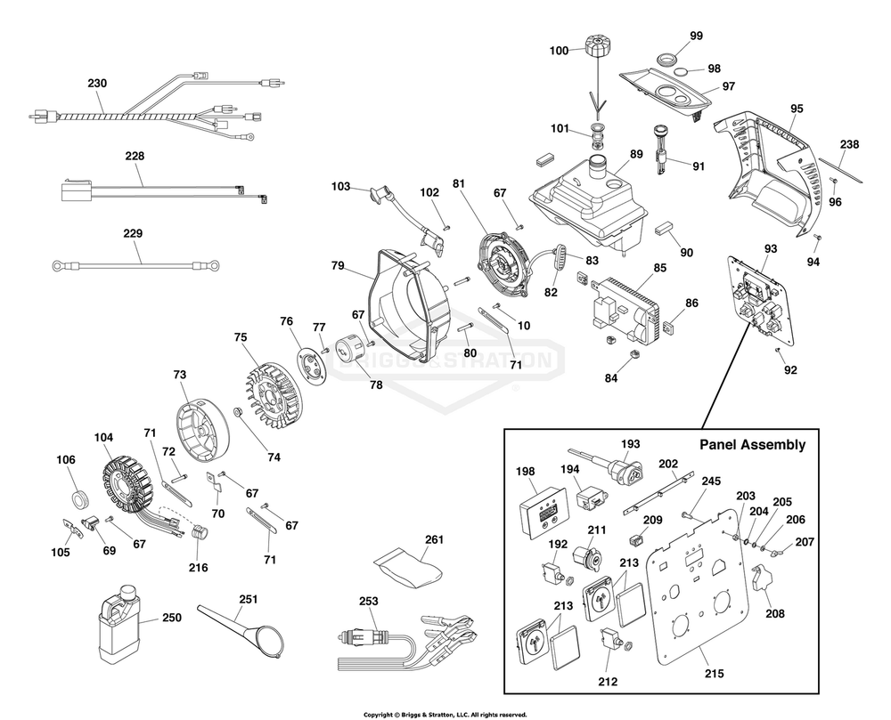 Alternator And Control Panel (80098769p1) Diagram and Parts List for 030808-01  Briggs and Stratton Generator